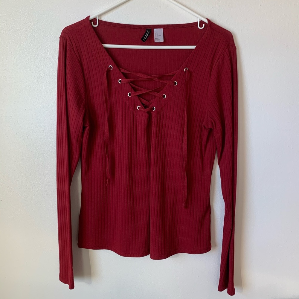Wine Colored Long Sleeve Top